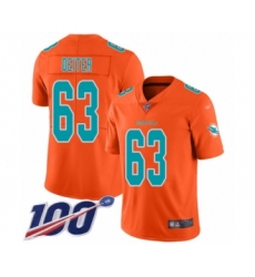 Men's Miami Dolphins #63 Michael Deiter Limited Orange Inverted Legend 100th Season Football Jersey