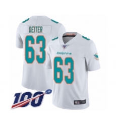 Men's Miami Dolphins #63 Michael Deiter White Vapor Untouchable Limited Player 100th Season Football Jersey