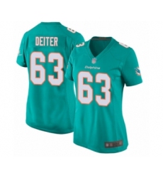 Women's Miami Dolphins #63 Michael Deiter Game Aqua Green Team Color Football Jersey