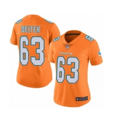 Women's Miami Dolphins #63 Michael Deiter Limited Orange Rush Vapor Untouchable Football Jersey