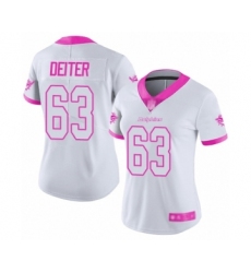 Women's Miami Dolphins #63 Michael Deiter Limited White Pink Rush Fashion Football Jersey
