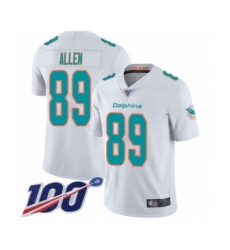 Men's Miami Dolphins #89 Dwayne Allen White Vapor Untouchable Limited Player 100th Season Football Jersey