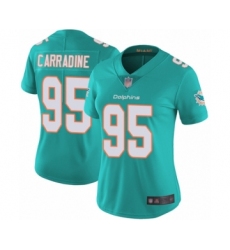 Women's Miami Dolphins #95 Tank Carradine Aqua Green Team Color Vapor Untouchable Limited Player Football Jersey