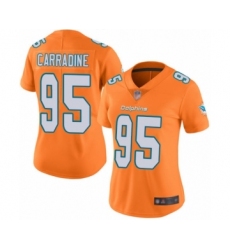 Women's Miami Dolphins #95 Tank Carradine Limited Orange Rush Vapor Untouchable Football Jersey