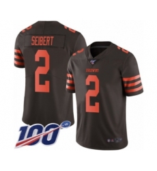 Men's Cleveland Browns #2 Austin Seibert Limited Brown Rush Vapor Untouchable 100th Season Football Jersey