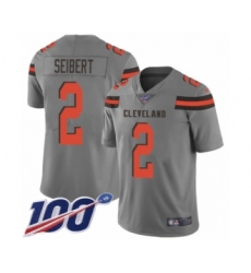 Men's Cleveland Browns #2 Austin Seibert Limited Gray Inverted Legend 100th Season Football Jersey