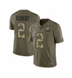 Men's Cleveland Browns #2 Austin Seibert Limited Olive Camo 2017 Salute to Service Football Jersey