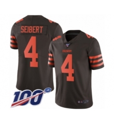 Men's Cleveland Browns #4 Austin Seibert Limited Brown Rush Vapor Untouchable 100th Season Football Jersey