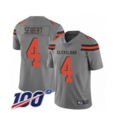 Men's Cleveland Browns #4 Austin Seibert Limited Gray Inverted Legend 100th Season Football Jersey