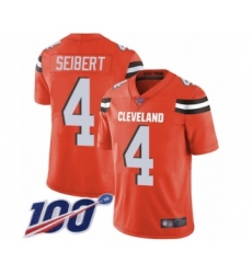 Men's Cleveland Browns #4 Austin Seibert Orange Alternate Vapor Untouchable Limited Player 100th Season Football Jersey