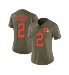 Women's Cleveland Browns #2 Austin Seibert Limited Olive 2017 Salute to Service Football Jersey