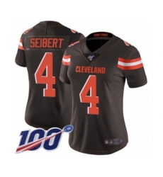 Women's Cleveland Browns #4 Austin Seibert Brown Team Color Vapor Untouchable Limited Player 100th Season Football Jersey