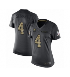 Women's Cleveland Browns #4 Austin Seibert Limited Black 2016 Salute to Service Football Jersey