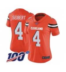 Women's Cleveland Browns #4 Austin Seibert Orange Alternate Vapor Untouchable Limited Player 100th Season Football Jersey