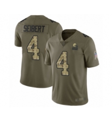 Youth Cleveland Browns #4 Austin Seibert Limited Olive Camo 2017 Salute to Service Football Jersey
