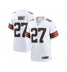 Men's Cleveland Browns #27 Kareem Hunt White Stitched Game Jersey