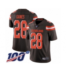 Men's Cleveland Browns #28 Phillip Gaines Brown Team Color Vapor Untouchable Limited Player 100th Season Football Jersey