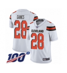 Men's Cleveland Browns #28 Phillip Gaines White Vapor Untouchable Limited Player 100th Season Football Jersey