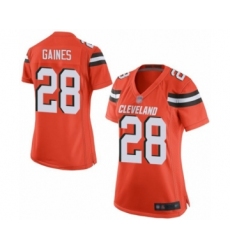 Women's Cleveland Browns #28 Phillip Gaines Game Orange Alternate Football Jersey