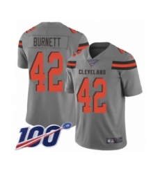 Youth Cleveland Browns #42 Morgan Burnett Limited Gray Inverted Legend 100th Season Football Jersey