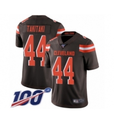 Men's Cleveland Browns #44 Sione Takitaki Brown Team Color Vapor Untouchable Limited Player 100th Season Football Jersey
