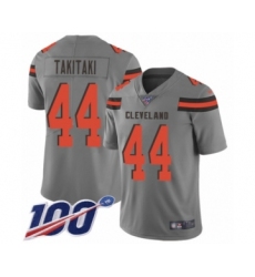 Men's Cleveland Browns #44 Sione Takitaki Limited Gray Inverted Legend 100th Season Football Jersey