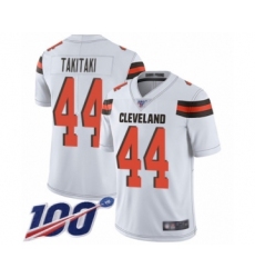 Men's Cleveland Browns #44 Sione Takitaki White Vapor Untouchable Limited Player 100th Season Football Jersey