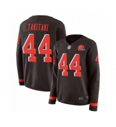 Women's Cleveland Browns #44 Sione Takitaki Limited Brown Therma Long Sleeve Football Jersey