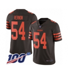 Men's Cleveland Browns #54 Olivier Vernon Limited Brown Rush Vapor Untouchable 100th Season Football Jersey