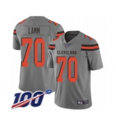 Men's Cleveland Browns #70 Kendall Lamm Limited Gray Inverted Legend 100th Season Football Jersey