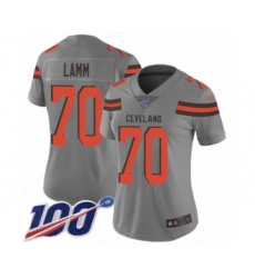 Women's Cleveland Browns #70 Kendall Lamm Limited Gray Inverted Legend 100th Season Football Jersey
