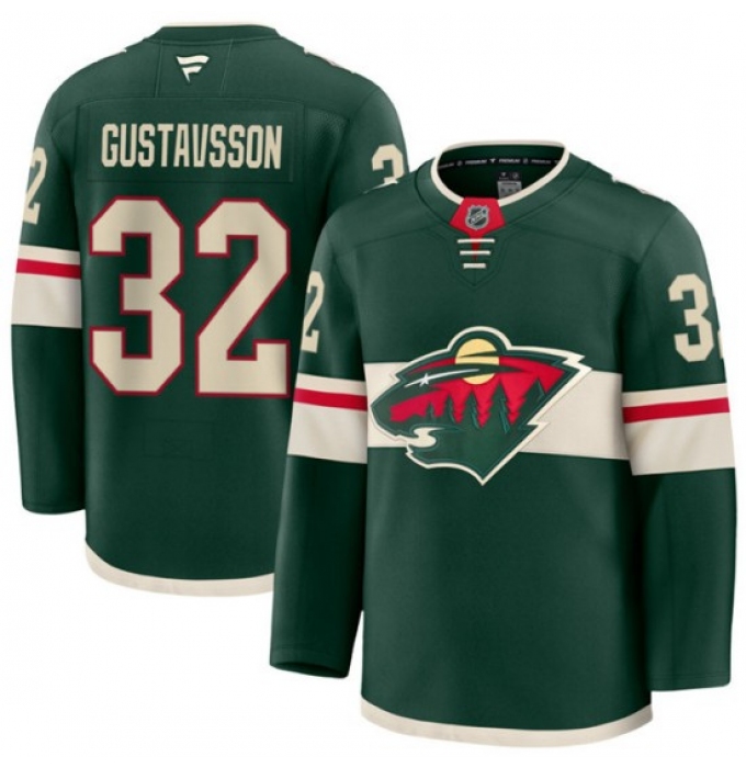 Men's Minnesota Wild #32 Filip Gustavsson Green Home Stitched Hockey Jersey