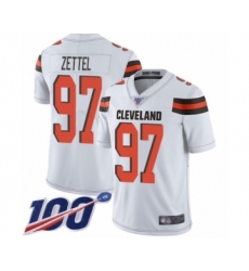 Men's Cleveland Browns #97 Anthony Zettel White Vapor Untouchable Limited Player 100th Season Football Jersey