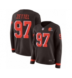 Women's Cleveland Browns #97 Anthony Zettel Limited Brown Therma Long Sleeve Football Jersey