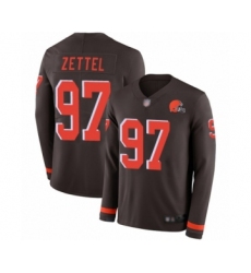 Youth Cleveland Browns #97 Anthony Zettel Limited Brown Therma Long Sleeve Football Jersey