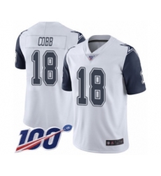 Men's Dallas Cowboys #18 Randall Cobb Limited White Rush Vapor Untouchable 100th Season Football Jersey