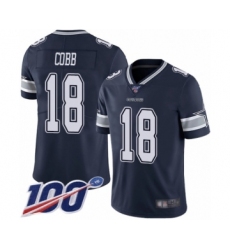 Men's Dallas Cowboys #18 Randall Cobb Navy Blue Team Color Vapor Untouchable Limited Player 100th Season Football Jersey