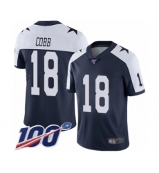 Men's Dallas Cowboys #18 Randall Cobb Navy Blue Throwback Alternate Vapor Untouchable Limited Player 100th Season Football Jersey