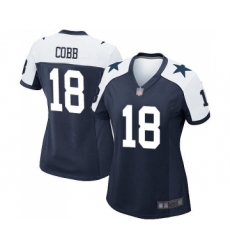 Women's Dallas Cowboys #18 Randall Cobb Game Navy Blue Throwback Alternate Football Jersey