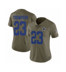 Women's Dallas Cowboys #23 Darian Thompson Limited Olive 2017 Salute to Service Football Jersey