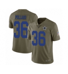 Men's Dallas Cowboys #36 Tony Pollard Limited Olive 2017 Salute to Service Football Jersey
