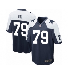Men's Dallas Cowboys #79 Trysten Hill Game Navy Blue Throwback Alternate Football Jersey