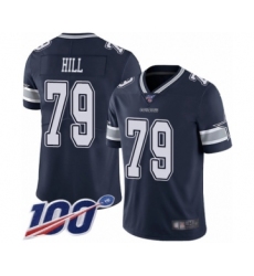 Men's Dallas Cowboys #79 Trysten Hill Navy Blue Team Color Vapor Untouchable Limited Player 100th Season Football Jersey