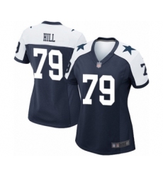 Women's Dallas Cowboys #79 Trysten Hill Game Navy Blue Throwback Alternate Football Jersey