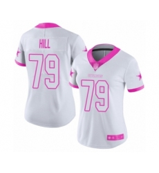 Women's Dallas Cowboys #79 Trysten Hill Limited White Pink Rush Fashion Football Jersey