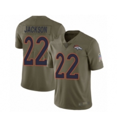 Men's Denver Broncos #22 Kareem Jackson Limited Olive 2017 Salute to Service Football Jersey