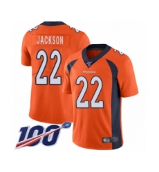 Men's Denver Broncos #22 Kareem Jackson Orange Team Color Vapor Untouchable Limited Player 100th Season Football Jersey