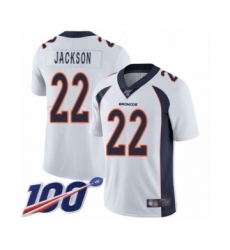 Men's Denver Broncos #22 Kareem Jackson White Vapor Untouchable Limited Player 100th Season Football Jersey