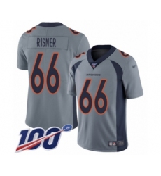Men's Denver Broncos #66 Dalton Risner Limited Silver Inverted Legend 100th Season Football Jersey