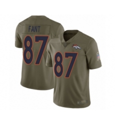 Men's Denver Broncos #87 Noah Fant Limited Olive 2017 Salute to Service Football Jersey